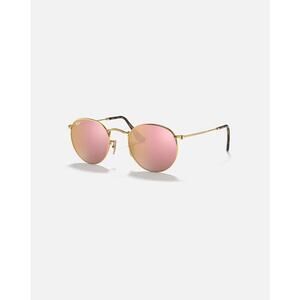Ray-Ban Sunglasses Round Metal Gold Frame with Pink Flash Lenses